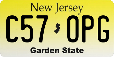 NJ license plate C57OPG
