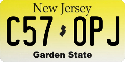 NJ license plate C57OPJ