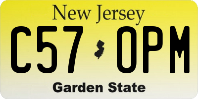 NJ license plate C57OPM