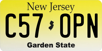 NJ license plate C57OPN