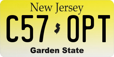 NJ license plate C57OPT