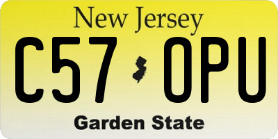 NJ license plate C57OPU