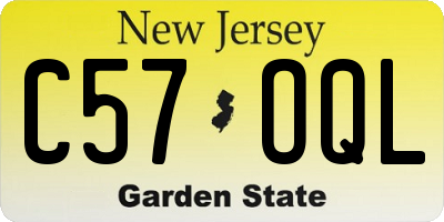 NJ license plate C57OQL