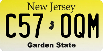 NJ license plate C57OQM