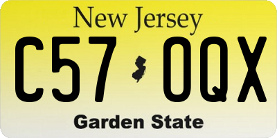NJ license plate C57OQX