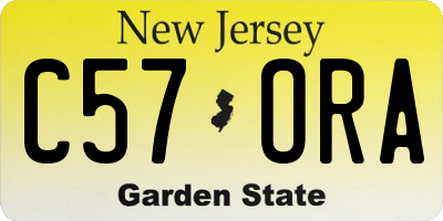 NJ license plate C57ORA