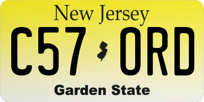 NJ license plate C57ORD