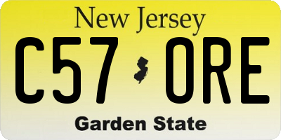NJ license plate C57ORE