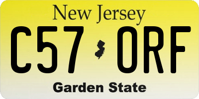 NJ license plate C57ORF