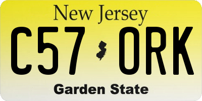 NJ license plate C57ORK