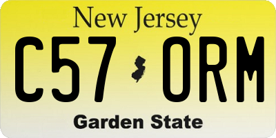 NJ license plate C57ORM