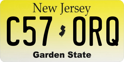 NJ license plate C57ORQ