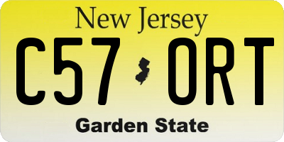 NJ license plate C57ORT