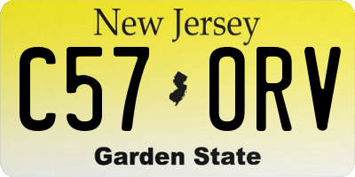 NJ license plate C57ORV