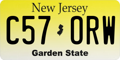 NJ license plate C57ORW