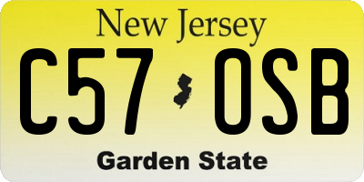 NJ license plate C57OSB