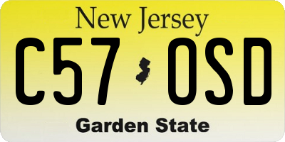 NJ license plate C57OSD
