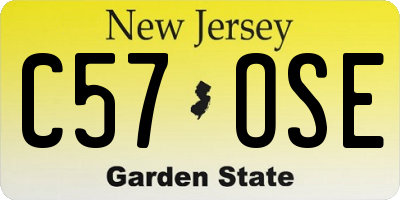 NJ license plate C57OSE