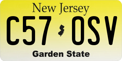 NJ license plate C57OSV
