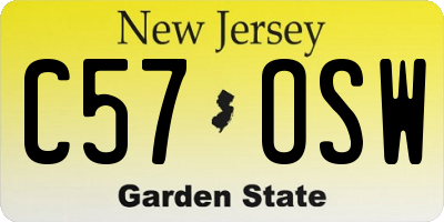 NJ license plate C57OSW