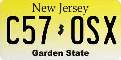 NJ license plate C57OSX