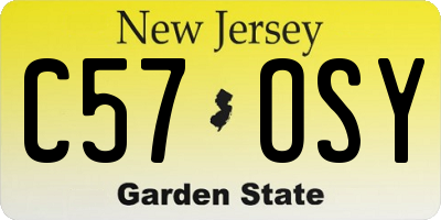 NJ license plate C57OSY