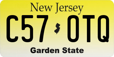 NJ license plate C57OTQ