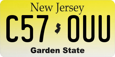 NJ license plate C57OUU