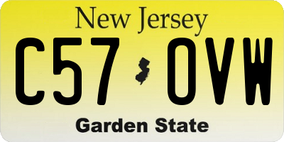 NJ license plate C57OVW
