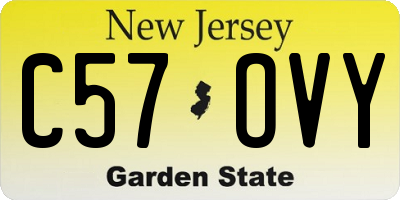 NJ license plate C57OVY