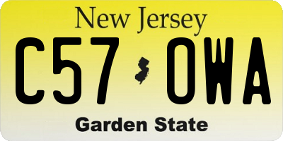 NJ license plate C57OWA