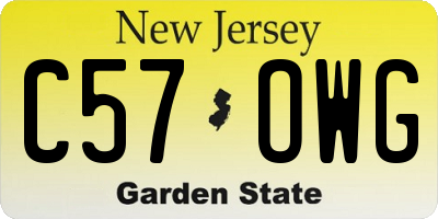 NJ license plate C57OWG