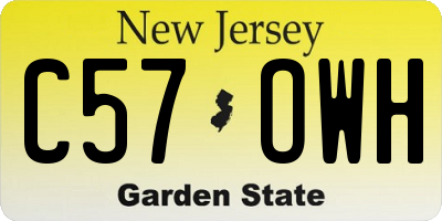 NJ license plate C57OWH