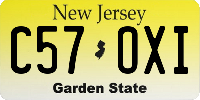 NJ license plate C57OXI