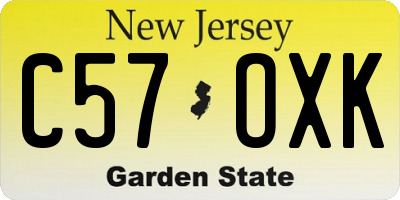 NJ license plate C57OXK
