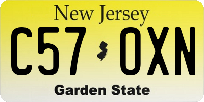 NJ license plate C57OXN