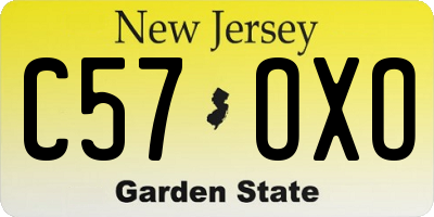 NJ license plate C57OXO