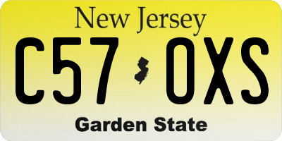 NJ license plate C57OXS