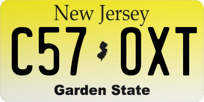 NJ license plate C57OXT