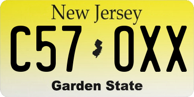 NJ license plate C57OXX