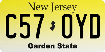 NJ license plate C57OYD