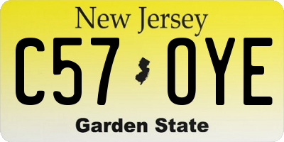 NJ license plate C57OYE