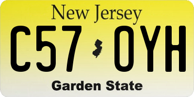 NJ license plate C57OYH