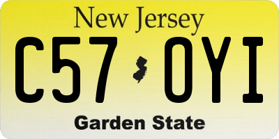 NJ license plate C57OYI