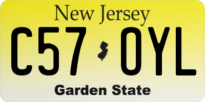 NJ license plate C57OYL