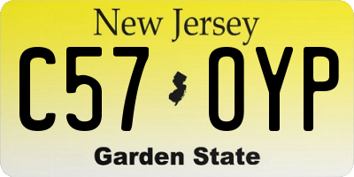 NJ license plate C57OYP