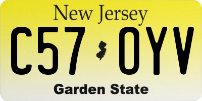 NJ license plate C57OYV