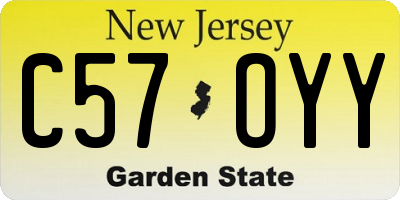 NJ license plate C57OYY