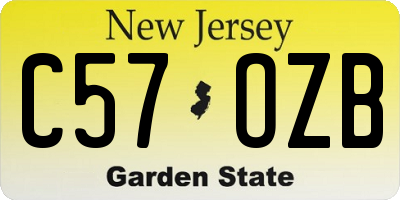 NJ license plate C57OZB