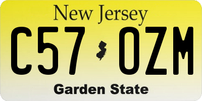 NJ license plate C57OZM
